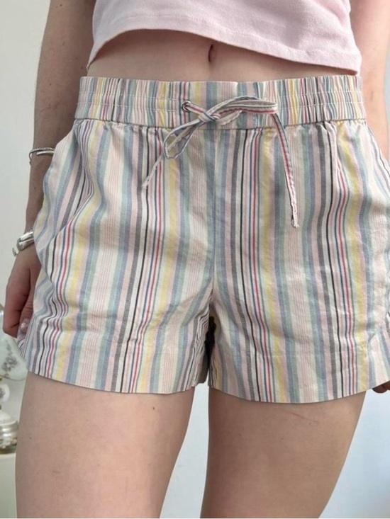 LOFT Pants - NEW LOFT Multicolor Stripe Pull-On Cotton Shorts Women's XXL Pink Blue